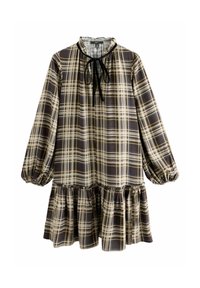 Next REGULAR FIT - TIE FRONT TIERED LONG SLEEVE - Dienas kleita - brown check