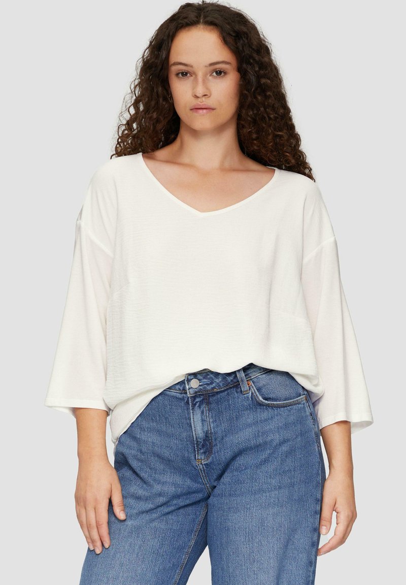 QS MIT V-AUSSCHNITT - Langarmshirt - ecru