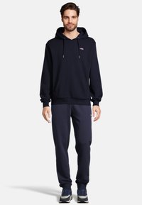 Fila BENGEL LANGARM LOGO EINFARBIG - Felpa con cappuccio - black iris