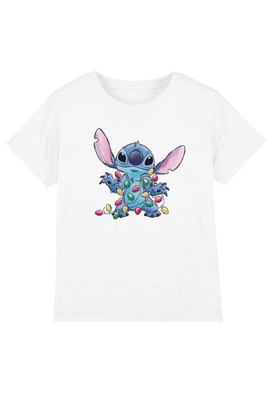 LILO AND STITCH TANGLED CHRISTMAS LIGHTS SKETCH - Print T-shirt - white