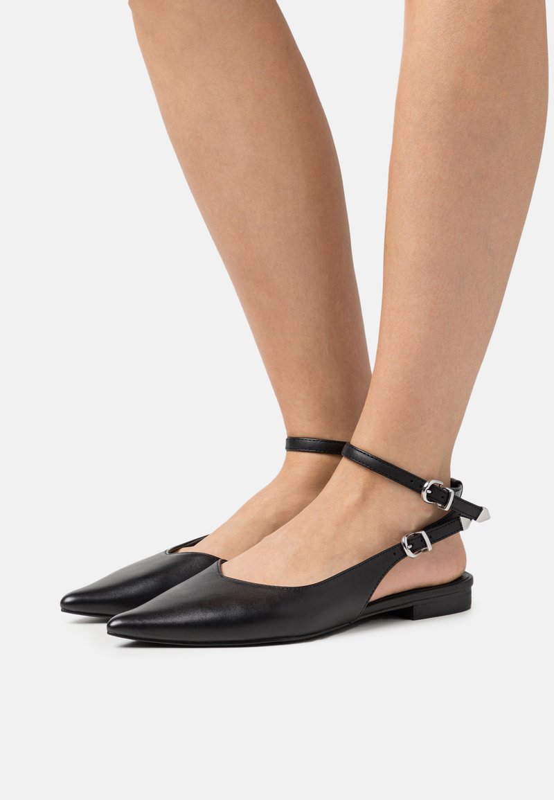 Zign - LEATHER - Slingback ballet pumps - black, Enlarge