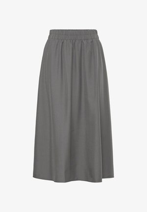 Hallide hall kuni põlveni seelik, mis on valmistatud sujuvast kangast, elastse vöökoha ja voltide detailidega, et tagada mugav sobivus ja langevus.