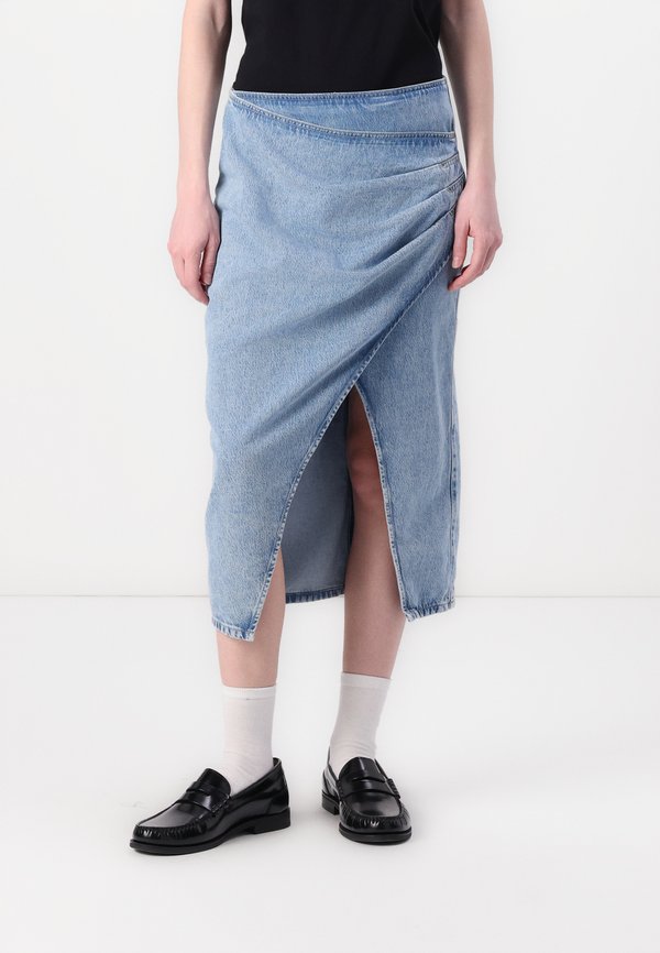 PLEATED SKIRT - Denim skirt