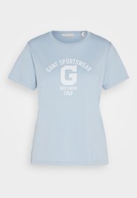 Gant Women Blue Placement Print Crew Neck Tshirt