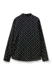 Pitkähihaiseen mustaan paitaan on painettu valkoinen timanttikuvio. Paita on valmistettu sileästä kankaasta, jossa on normaali kaulus ja napitettavat hihansuut.