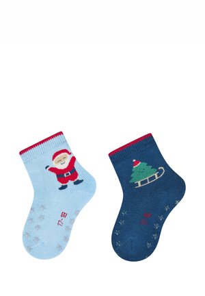 Sterntaler, ABS KRABBELSOCKEN 2ER PACK SANTA UND TANNENBAUM MIT INNENFROTTEE UNISEX - Socks - hellblau