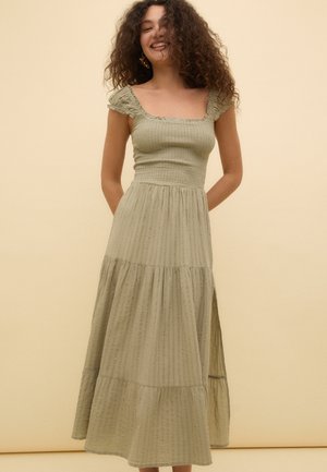 Stradivarius FLOWING MIDI - Dnevna haljina - khaki
