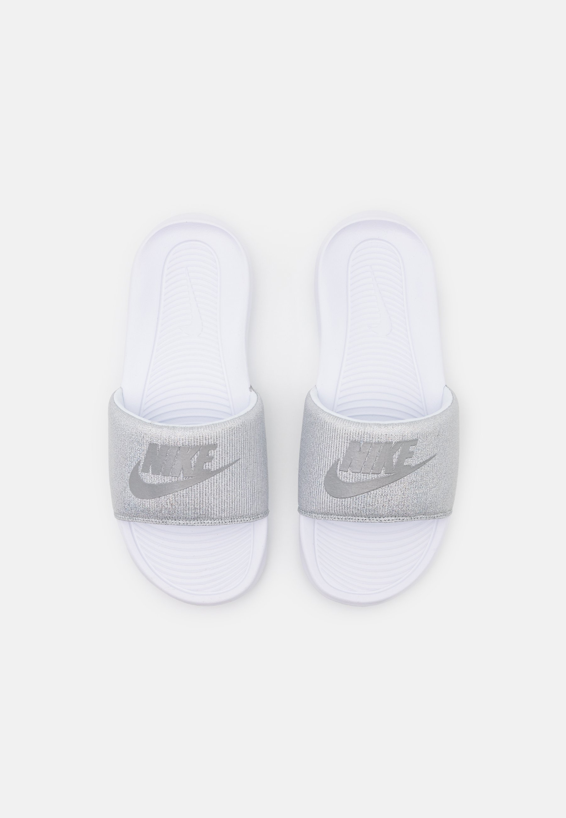 nike slides silver