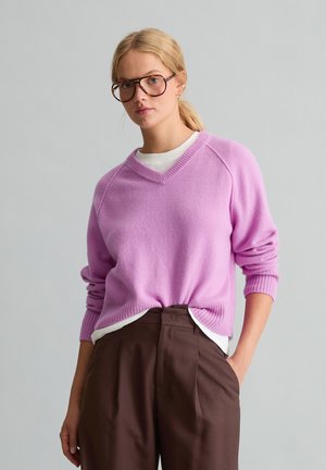 Marc O'Polo DENIM, KNIT PULLOVER, LONGSLEEVE, V-NECK - Pullover - smoky grape