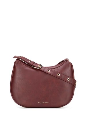 Dunkelbraune Leder-Schultertasche mit verstellbarem Riemen und goldfarbenen Metallösen, kleines goldenes WITTCHEN-Logo auf der Vorderseite.