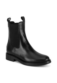 Musthave musträbusto, millel on elastsed külgtaskud, tõmbeed ja plokknina. Sile tekstuur ja ümar näpunäide. Lihtne ja minimalistlik.