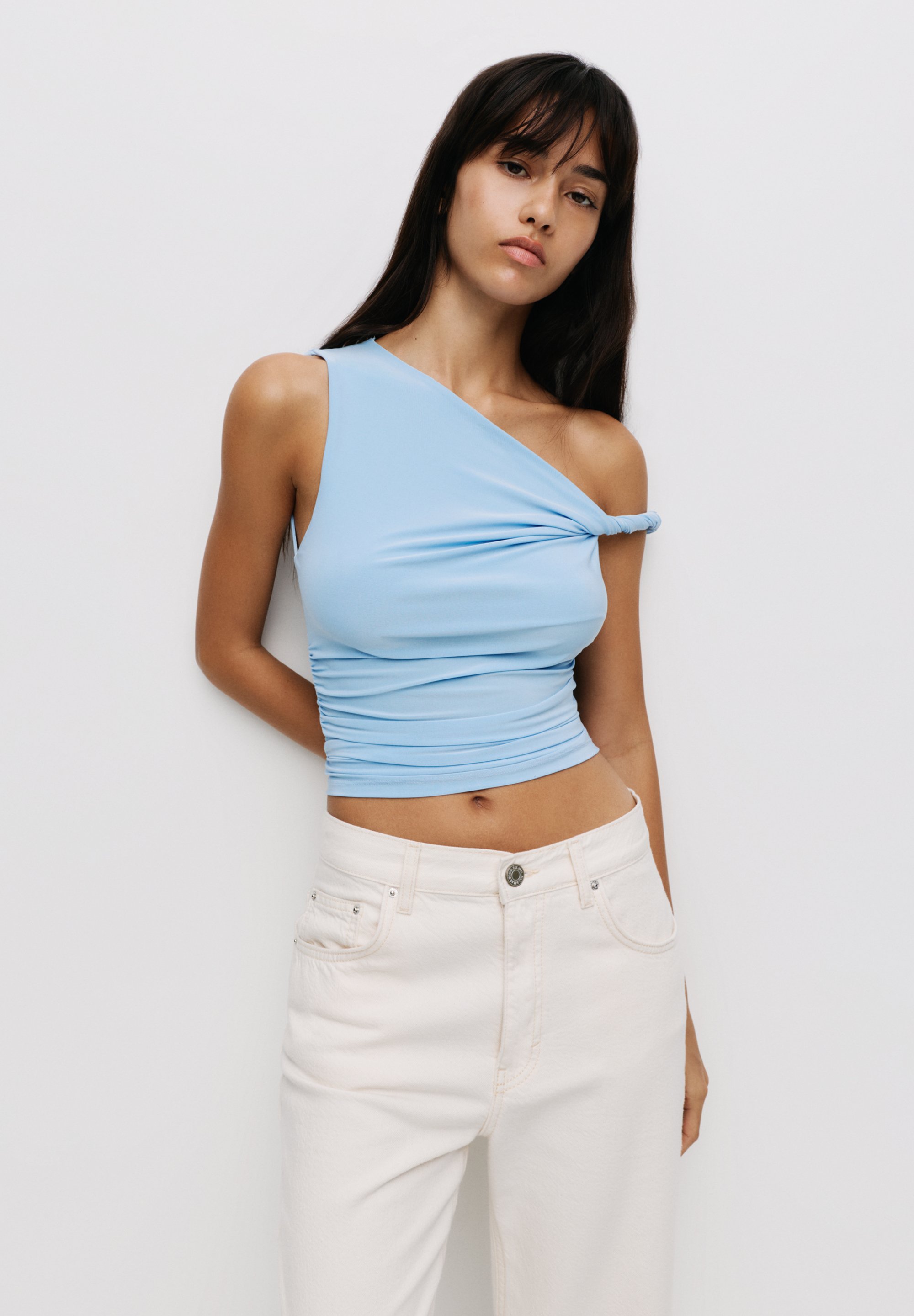 PULL&BEAR ASYMMETRIC - Top - light blue/lichtblauw - Zalando.nl