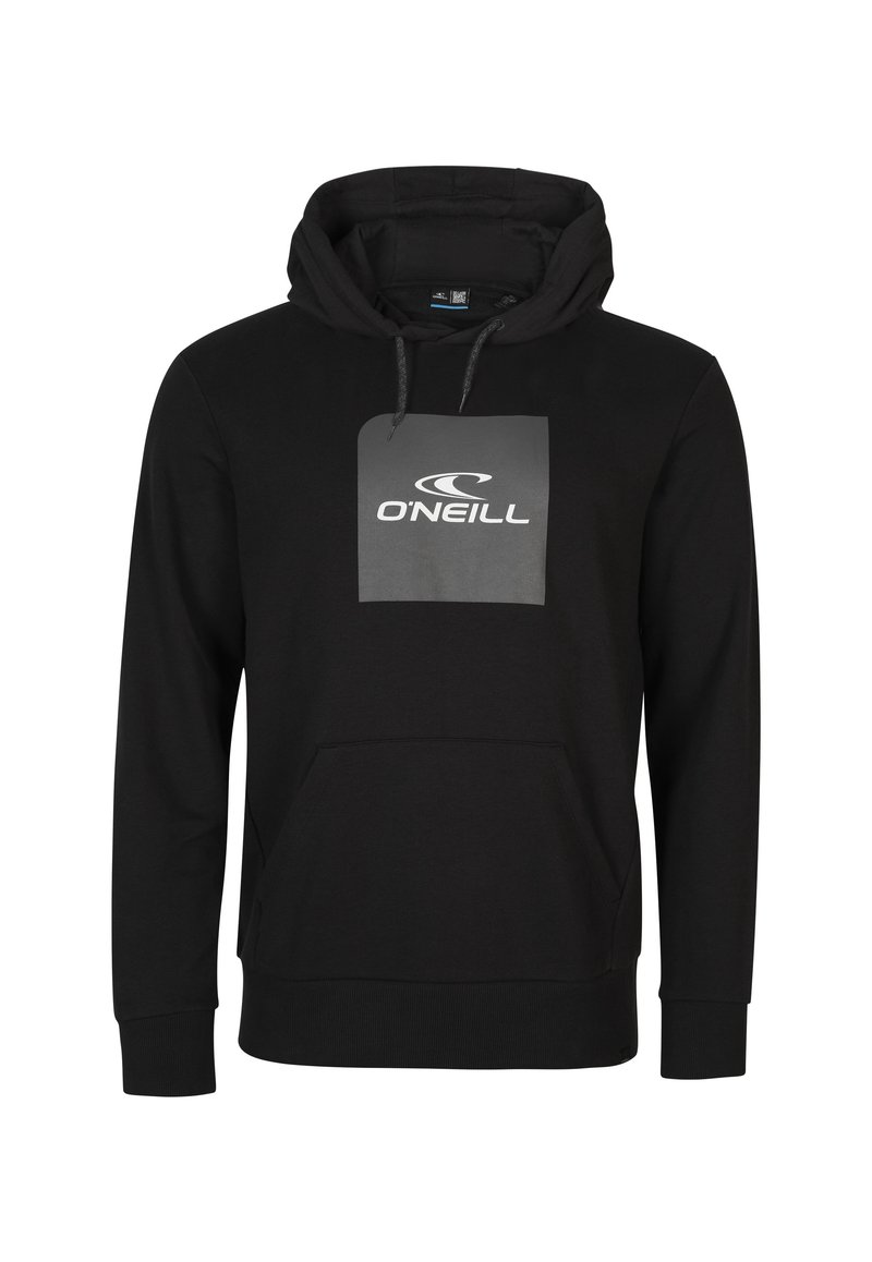 Felpa nera con cappuccio realizzata in tessuto morbido. Presenta una tasca frontale, polsini a costine e un grande logo O'Neill su una toppa grigia.