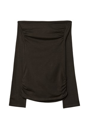 WITH GATHERING - T-shirt à manches longues - dark brown