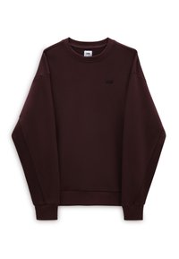 Sudadera burdeos con cuello redondo, puños y dobladillo acanalados. Presenta un pequeño logo negro de Vans en la parte frontal. Fabricada con una tela suave.