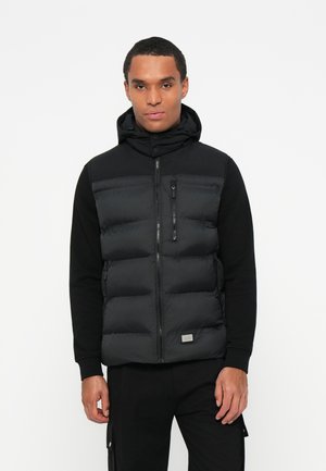 HOODED VEST - Strukirani kaput - black