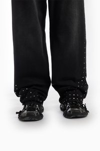 FAVELA RIVET UNISEX - Bő szabású farmernadrág - black