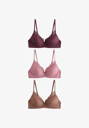 Next, PADDED NON WIRE FIT - LACE BRAS 3 PACK - Háromszög melltartó - plum mocha pink