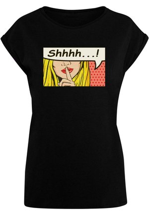 SILENT SIGN COMIC EXTENDED SHOULDER  - T-shirts med print - black