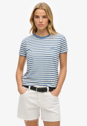 Superdry ESSENTIAL LOGO STRIPED - Print T-shirt - wedgewood blue stripe