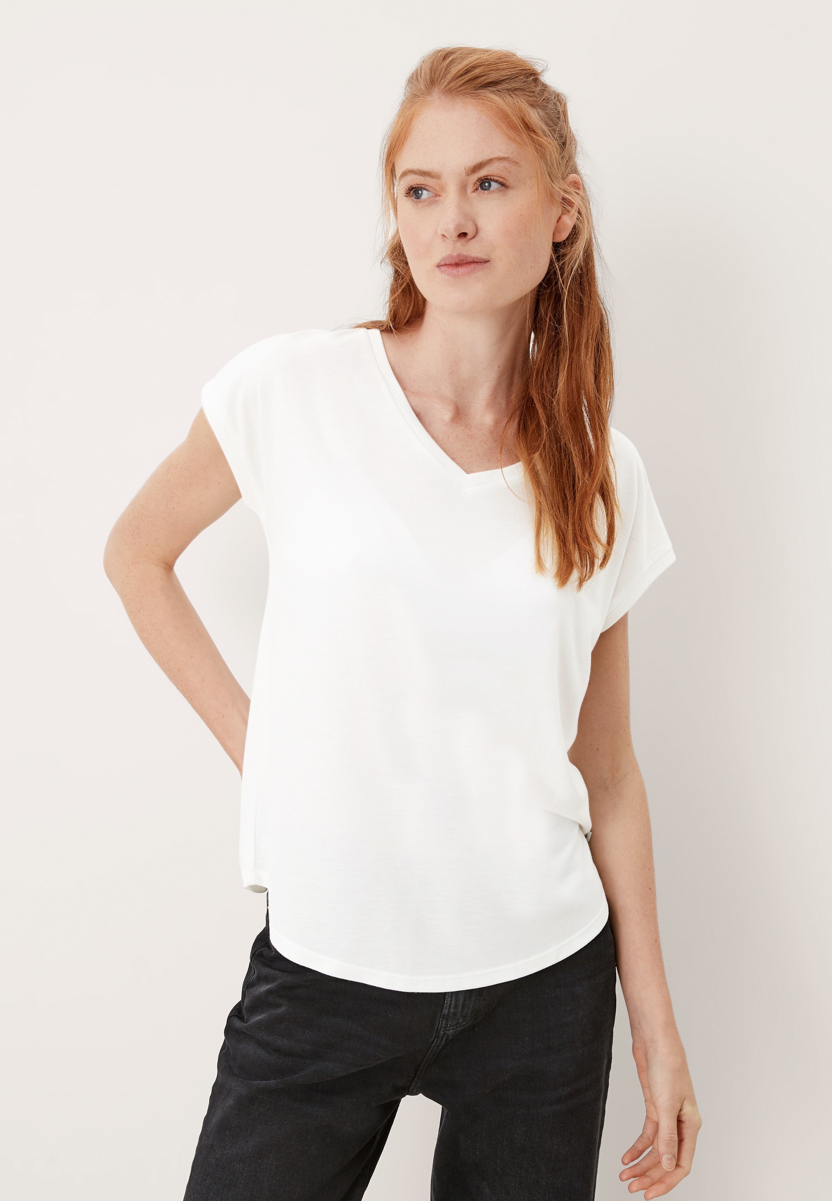 QS by s.Oliver MODAL MIX T Shirt basic whiteoffwhite QS by s.Oliver MODAL MIX T Shirt basic whiteoffwhite