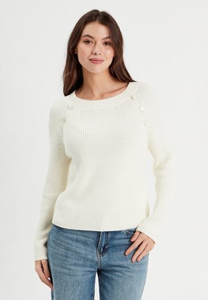 MIT SCHULTERKNÖPFEN - Pullover - ecru