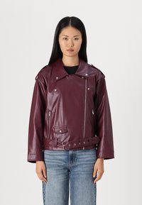 Noisy May NMESTA PAULINA BIKER JACKET - Jacka i konstläder - windsor wine