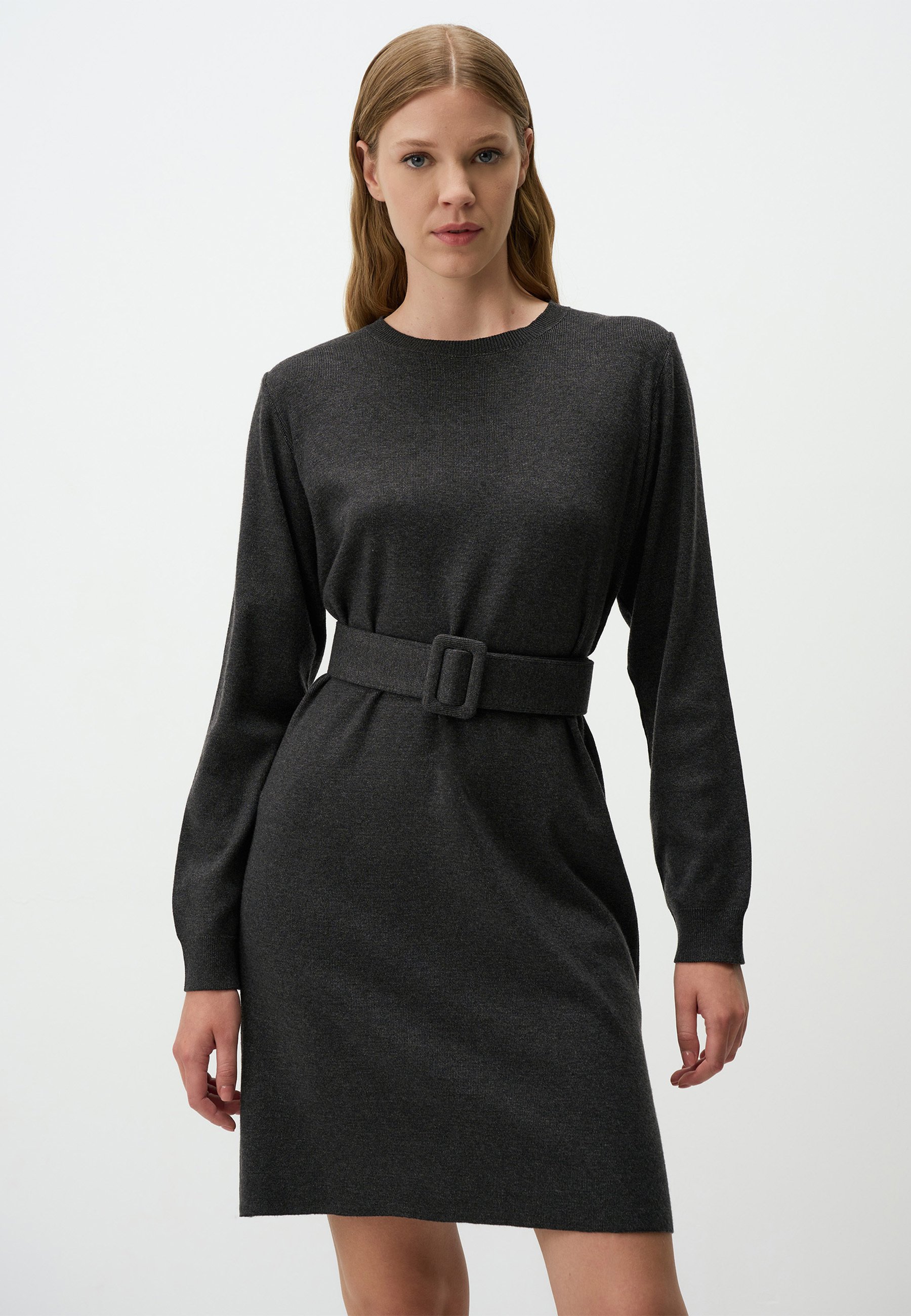 dark grey shift dress Free People Mara - Grey Puff Sleeve Mini Dress - Shift Dress
