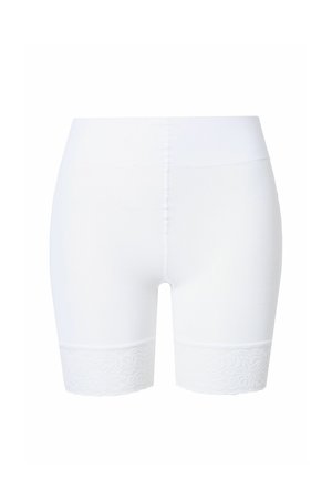 Ulla Popken, LACE TRIM STRETCH-FIT BIKE SHORTS - Short - snow white