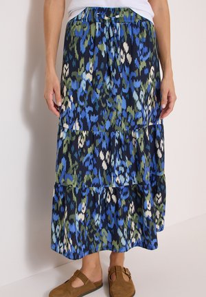 Cecil MAXIROCK MIT VOLANTS UND PRINT - Jupe longue - urban dark blue