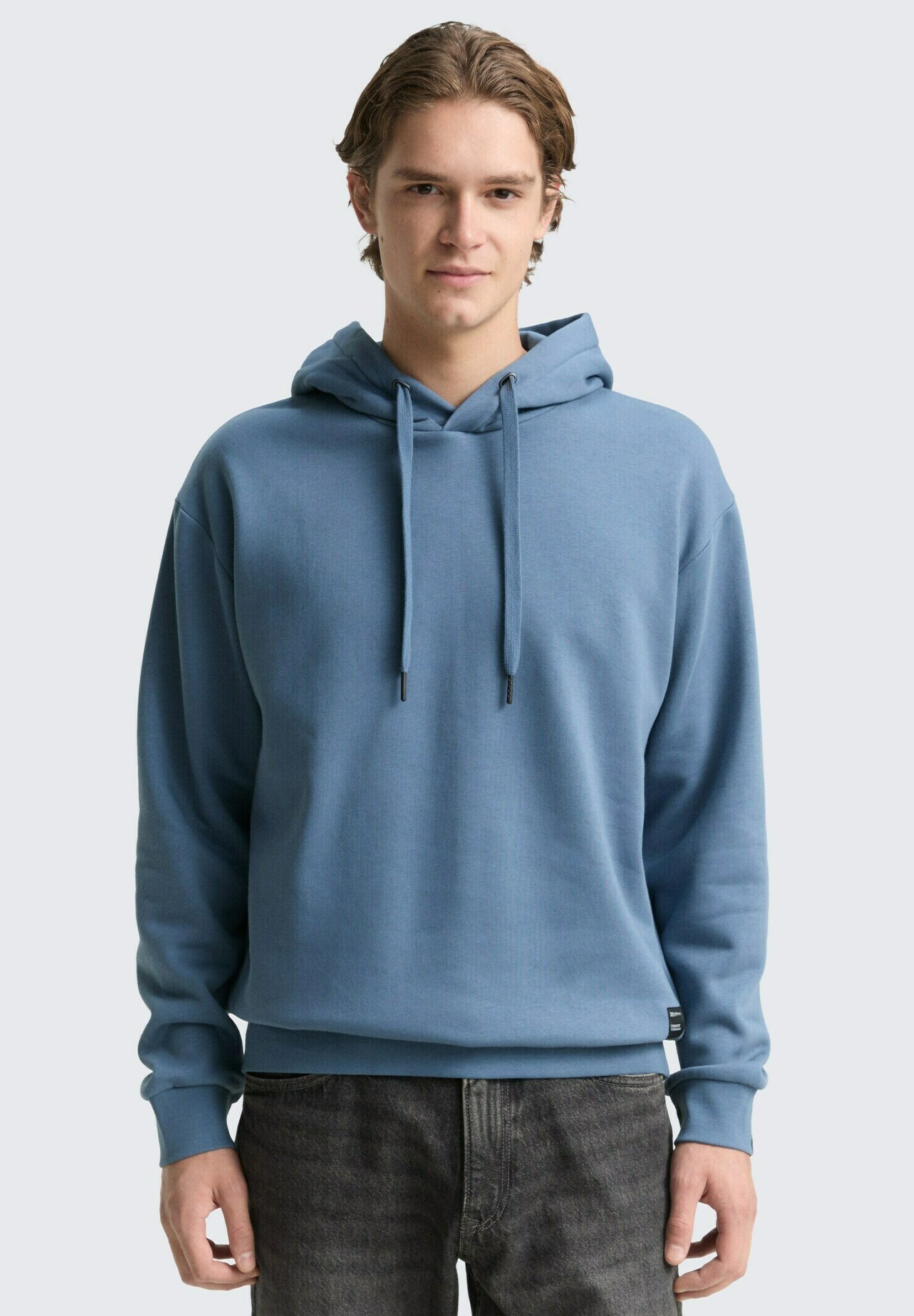 Sweat à capuche bleu denim délavé à l'acide vintage, sweat à
