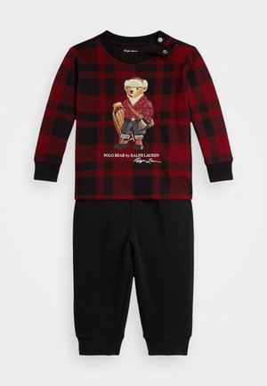 POLO BEAR JERSEY TEE & FLEECE PANT SET - T-shirt à manches longues - Red/Black
