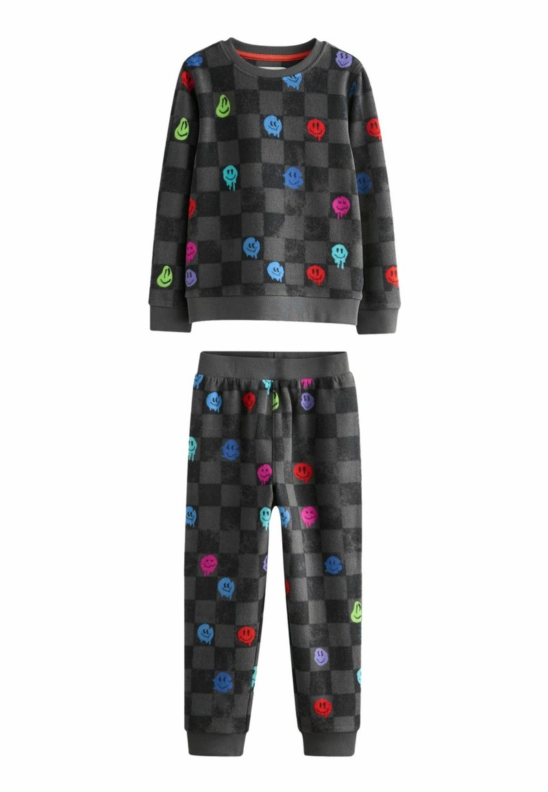 Next SINGLE SOFT TOUCH  - REGULAR FIT SET - Nachtwäsche Set - black white checkerboard smiley face