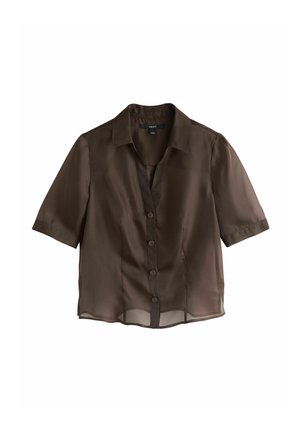 Next, REGULAR FIT - SHEER V-NECK SHORT SLEEVE SHIRT . - Hemdbluse - chocolate brown