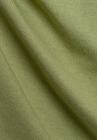 Tessuto lavorato a maglia verde chiaro con una texture liscia, caratterizzato da un pattern a coste uniforme e una caduta morbida.