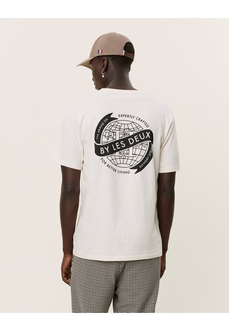 Les Deux GLOBE - Print T-shirt - ivory/black
