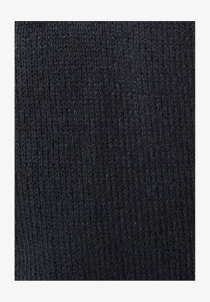 Tissu noir texturé avec un motif en tricot fin, affichant une apparence douce et légèrement extensible.