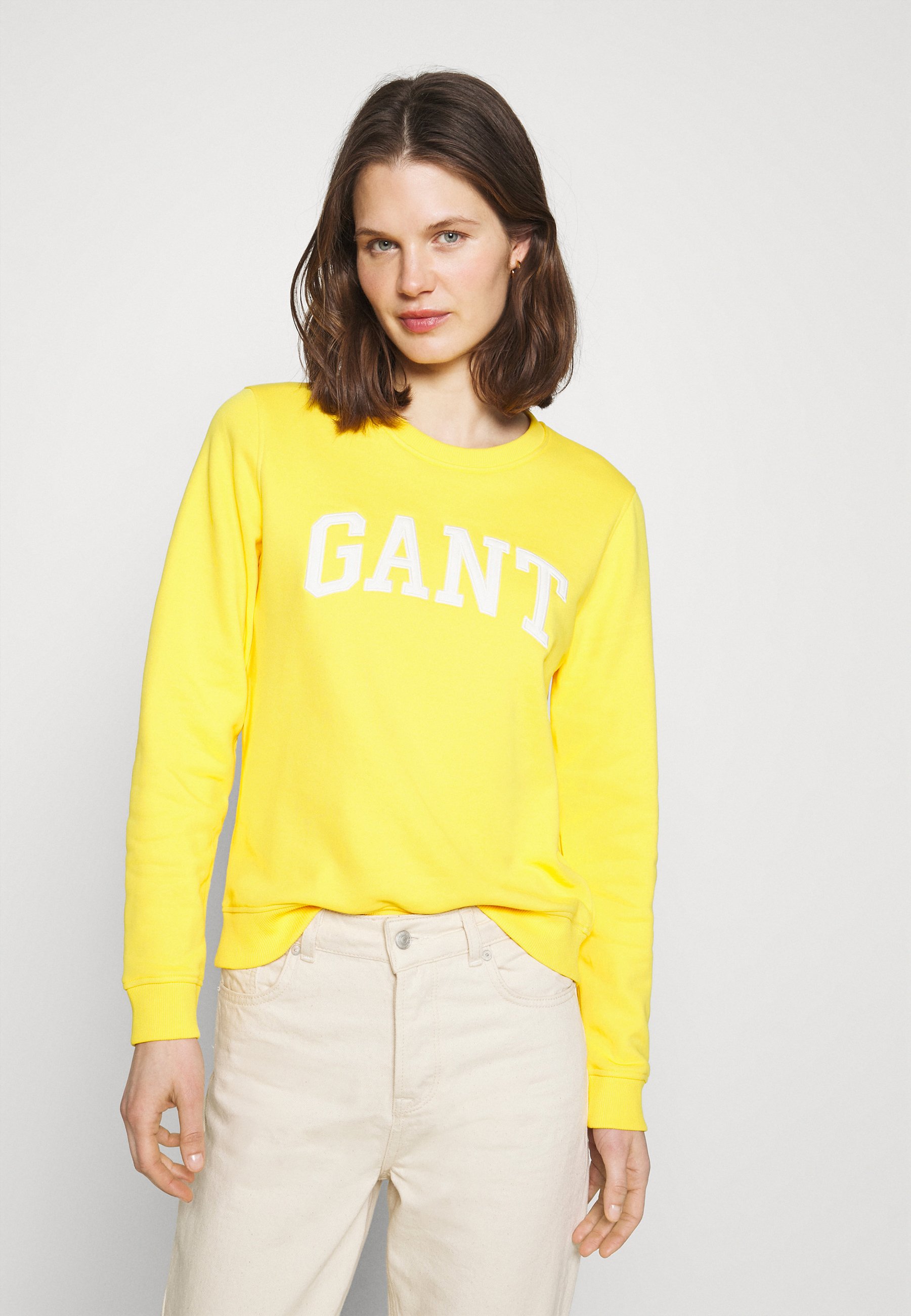 GANT ARCH LOGO CREW NECK - Sudadera - solar power yellow/amarillo -  Zalando.es