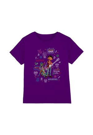 Disney COCO MIGUEL AND DANTE WITH MOVIE QUOTES AND COLORFUL DOODLES - Print T-shirt - purple