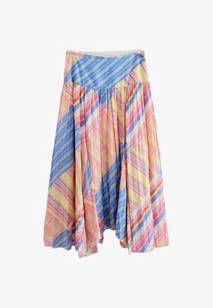 Next, REGULAR FIT - TEXTURED MIDI SKIRT - sukňa v tvare A - blue pink yellow stripe