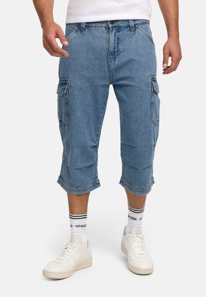 INDICODE JEANS NICOLAS CHECK SHORTS CARGO - Jeans Shorts - blue wash