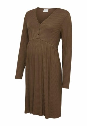 MAMALICIOUS, MAMALICIOUS KLEID MLTRINITY UMSTANDSKLEID - Svetríkové šaty - chocolate chip