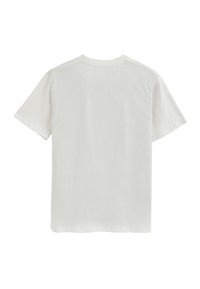 Korte mouwen t-shirt van zachte, lichte katoenstof; off-white kleur; comfortabele pasvorm; simpele ronde halslijn en schone naden.