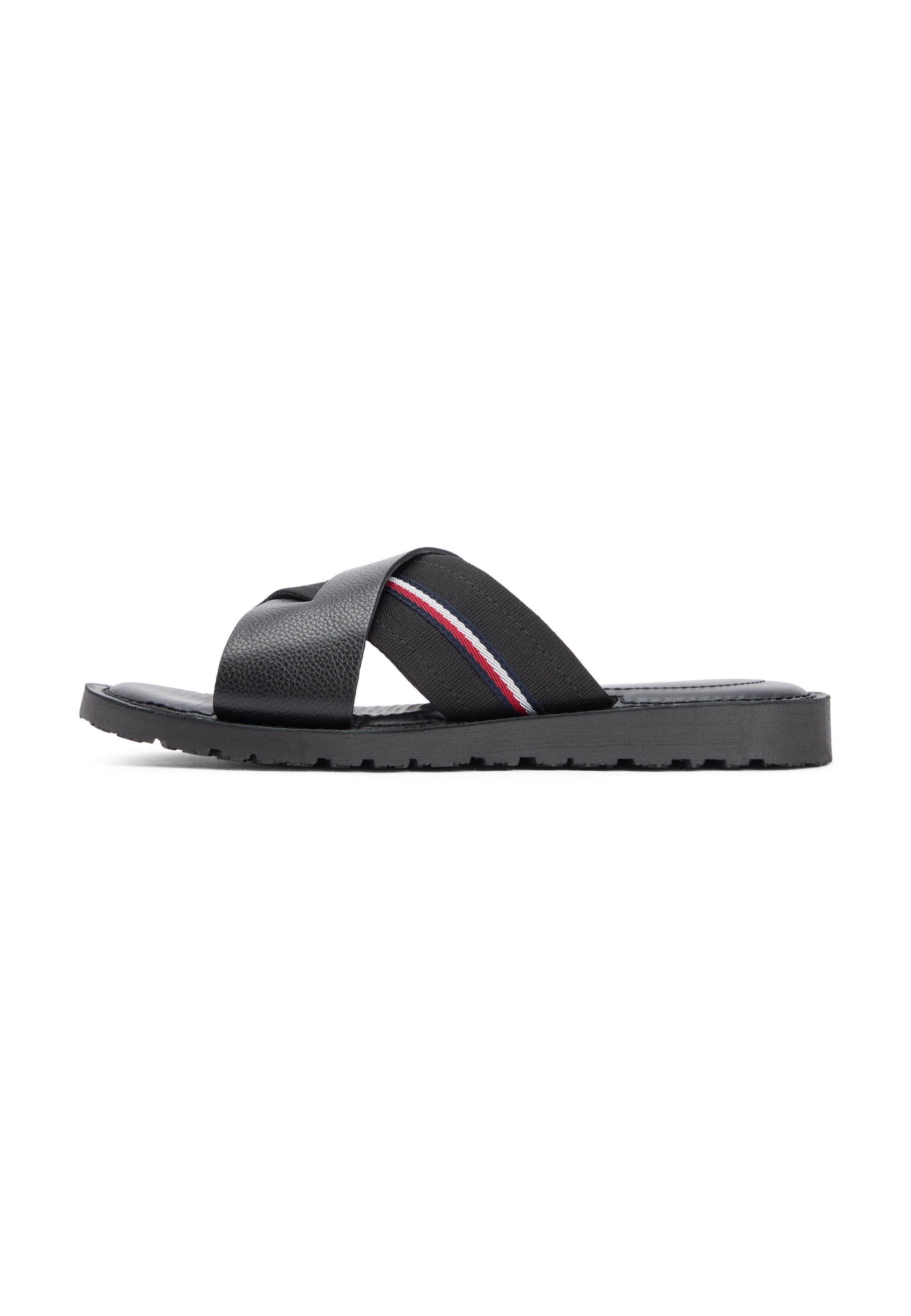 Tommy Hilfiger Black Slide Sandals with Red & Blue Logo Stripe Tommy Hilfiger Rowdy Mens Slide Sandals Size 11 Navy Blue | eBay main image 2