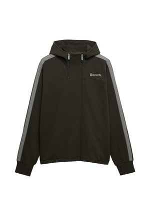 Bench, BENCH X SUPERDRY &AMP; CO BENCH DOUBLE ZIP HOODED STRIPE SWEATSHIRT - Sweatjakke - black olive  dune  moonmist