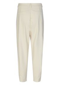 Beige-kapene pants med glat stof, to baglommer og en subtil glans. Designet med en medium høj talje.