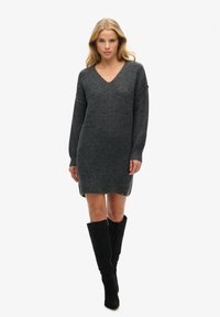 Superdry & Co V NECK - Vestido de punto - iron gate grey marl
