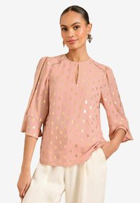 REGULAR FIT - KEYHOLE DETAIL CREW NECK FLUTE SLEEVE - Blúz - pink foil