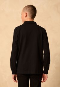 Next REGULAR FIT - ZIP NECK TEXTURED LONG SLEEVE - Bluză polo - black