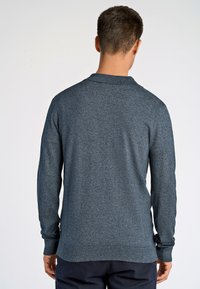 Lindbergh V-NECK POLO - Långärmad tröja - dk blue blend